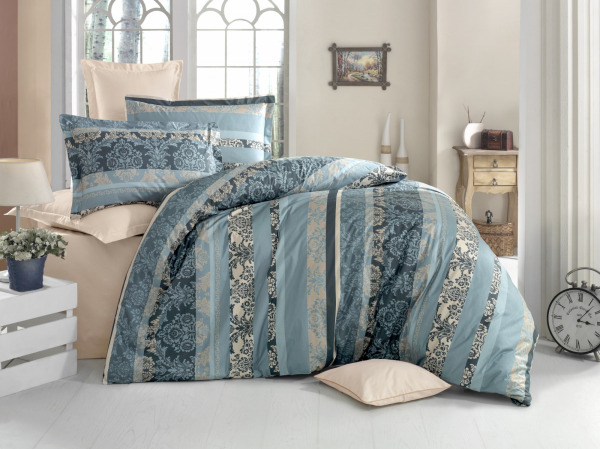 selonya ranforce duvet cover set floral green blue brown