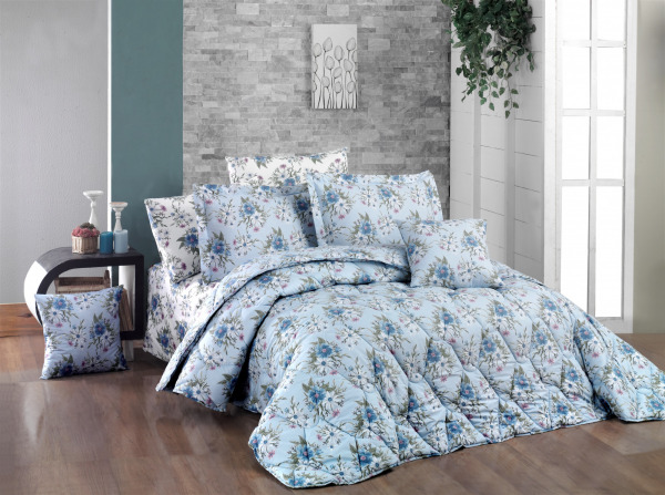 ranforce textile bed set blue design flowers