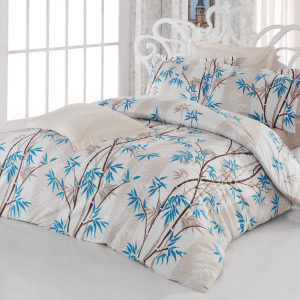 sugarcane blue brown ranforce fabric bed set